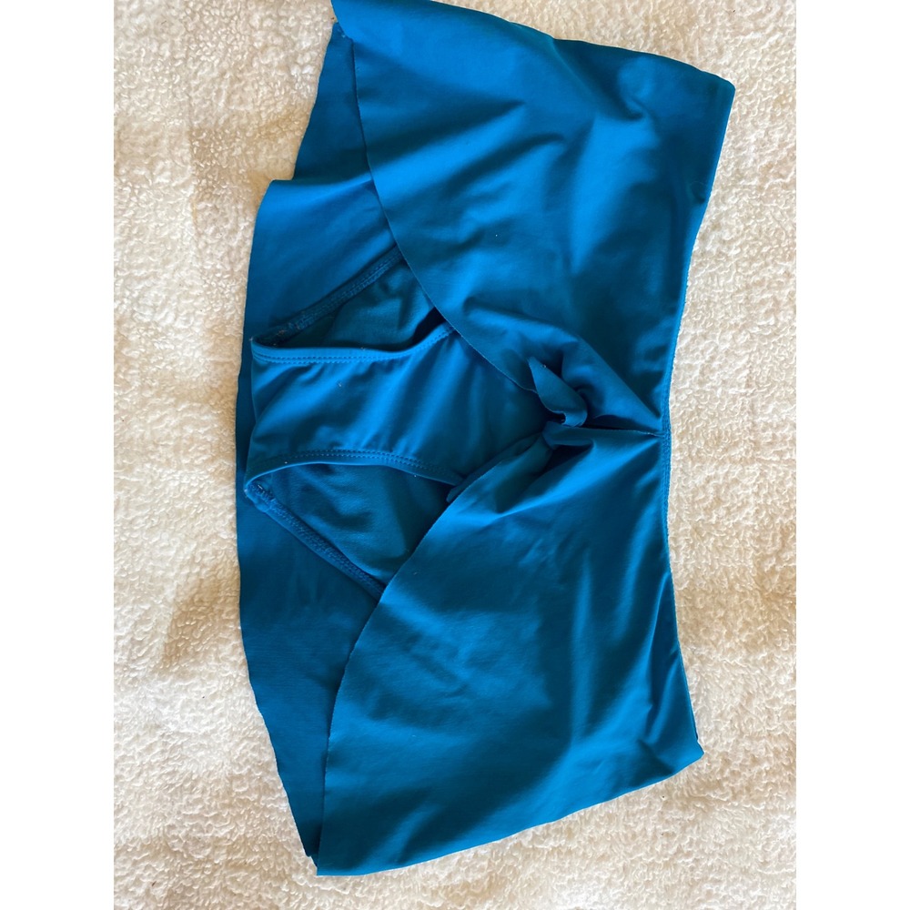 Time and Tru Teal Blue Swim Skirt with Built-in Brief Small 4-6 Wrap Front